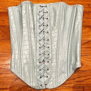 SAVAGE X FENTY FAUX CROC CORSET BABY BLUE